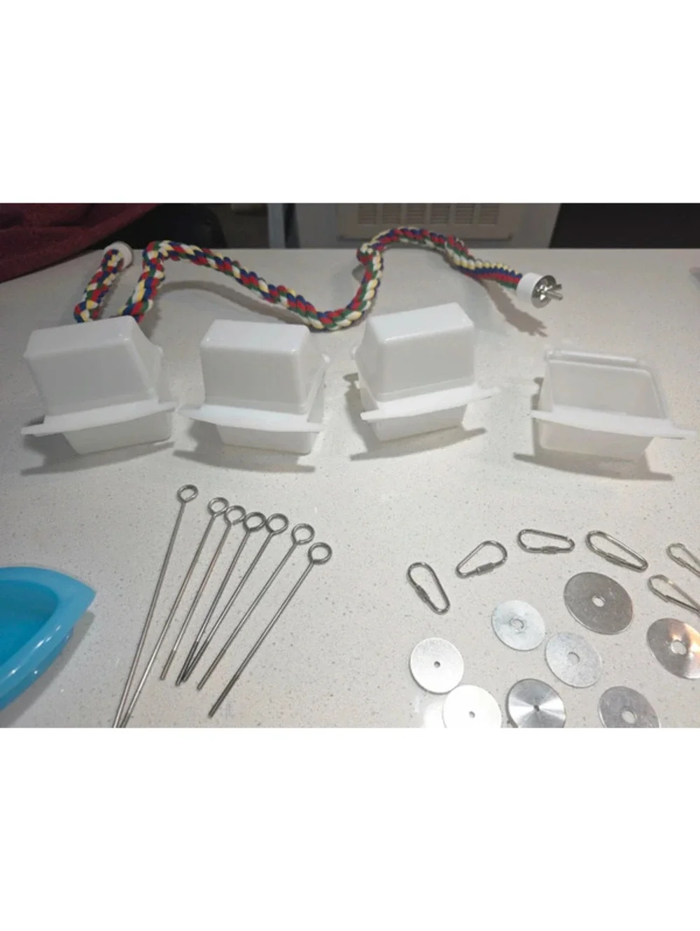 Bird Cage Accessories Set with Perches, Clips, and Rope Swing